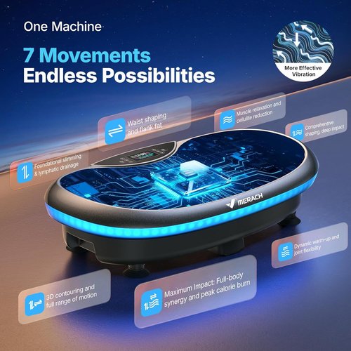 MERACH Vibration Plate Exercise Machine - 4D Whole Body Workout for Weight Loss & Muscle Activation | Bluetooth Home Fitness Equipment