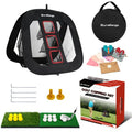 DURARANGE Pop-up Golf Chipping Net Set - Foldable Training Kit with 2 Hitting Mats, 6 Practice Balls, 6 Foam Balls - Ultimate Golf Gift & Target Chipping Aids, Black