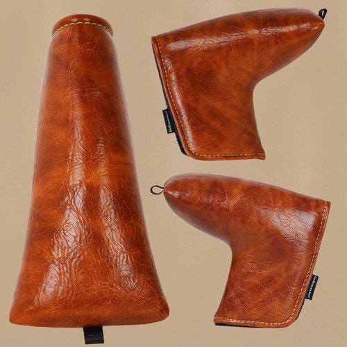 Craftsman Golf Premium Leather Brown Blade Putter Cover Headcover Magnetic Closure for Scotty Cameron Taylormade Odyssey