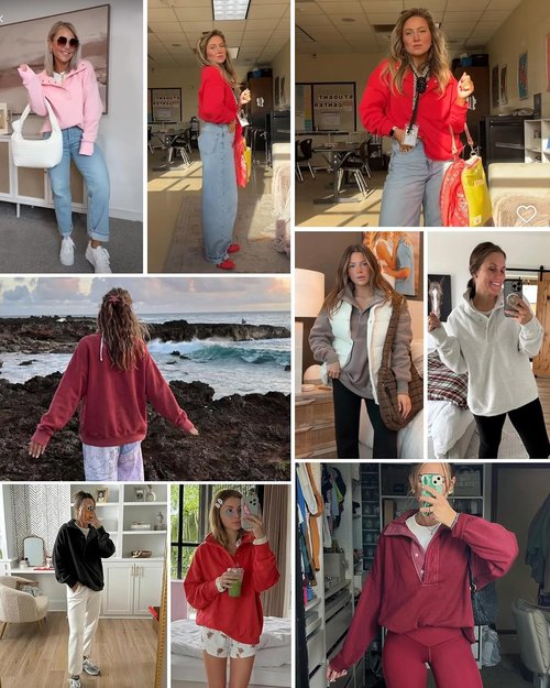 Gacaky Oversized Women's Sweatshirt - Casual Long Sleeve Button Henley Neck Pullover Top