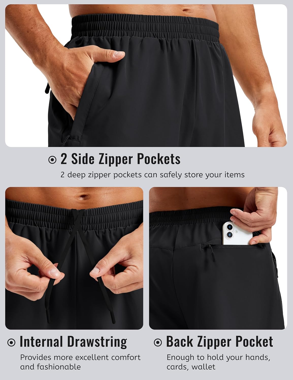 TACVASEN Men's Athletic Workout Shorts - Quick Dry 7" Gym Shorts with Zipper Pockets for Summer Hiking