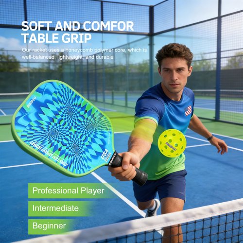 GUADPEXI USAPA Approved Pickleball Paddles Set of 2 - Premium Fiberglass Surface & Honeycomb Core for Power & Control - Lightweight Pickleball Set Includes 4 Balls, Carry Bag & Gift Box (Green)