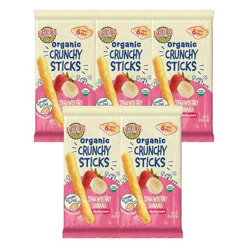 Earth's Best Organic Baby Food - Strawberry Banana Teething Snacks | Crunchy Sticks for 6+ Months, 0.56 oz (Pack of 5)