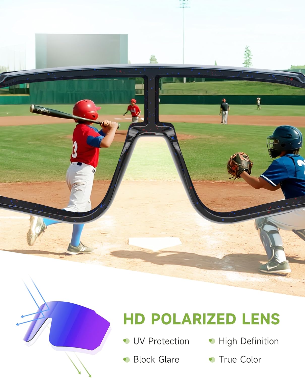 Skiennix Kids Polarized Baseball Sunglasses - UV Protection Sports Eyewear for Ages 3-12 | Boys & Girls