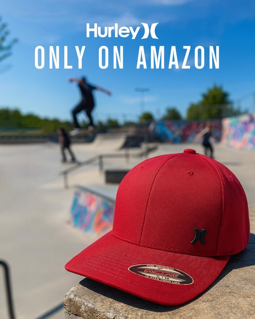 Hurley Mens Baseball Cap - Curved Brim Flexfit Ball Cap, Moisture Wicking Breathable Fitted Hat for Men, Size Large-X-Large, Black