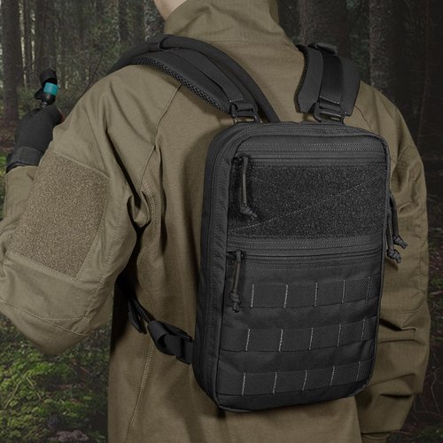 PETAC GEAR Tactical Hydration Pack for 1.5L - Lightweight Water Reservoir Heavy Duty Molle Backpack for Hiking, Cycling, Running, Hunting（BK）