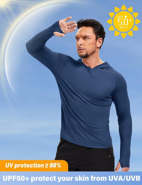 MAGCOMSEN Men's Sun Shirt - UPF 50+ Long Sleeve Lightweight Hoodie for Quick Dry Performance | Ideal for Hiking & Workouts