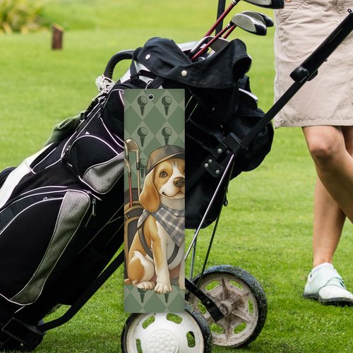 BCUANGD Beagle Dog Golf Towel - Retro Puppy Golf Bag Accessories Towel, Trendy Preppy Disc Weave Waffle & Ball Towels with Carabiner Clip Birthady Gifts for Golfer Women Dog Lover, 16"x24"