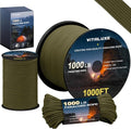 1000lb Paracord Rope - Heavy Duty 4mm Triple Strands Tactical Parachute Cord for Survival Gear & Camping