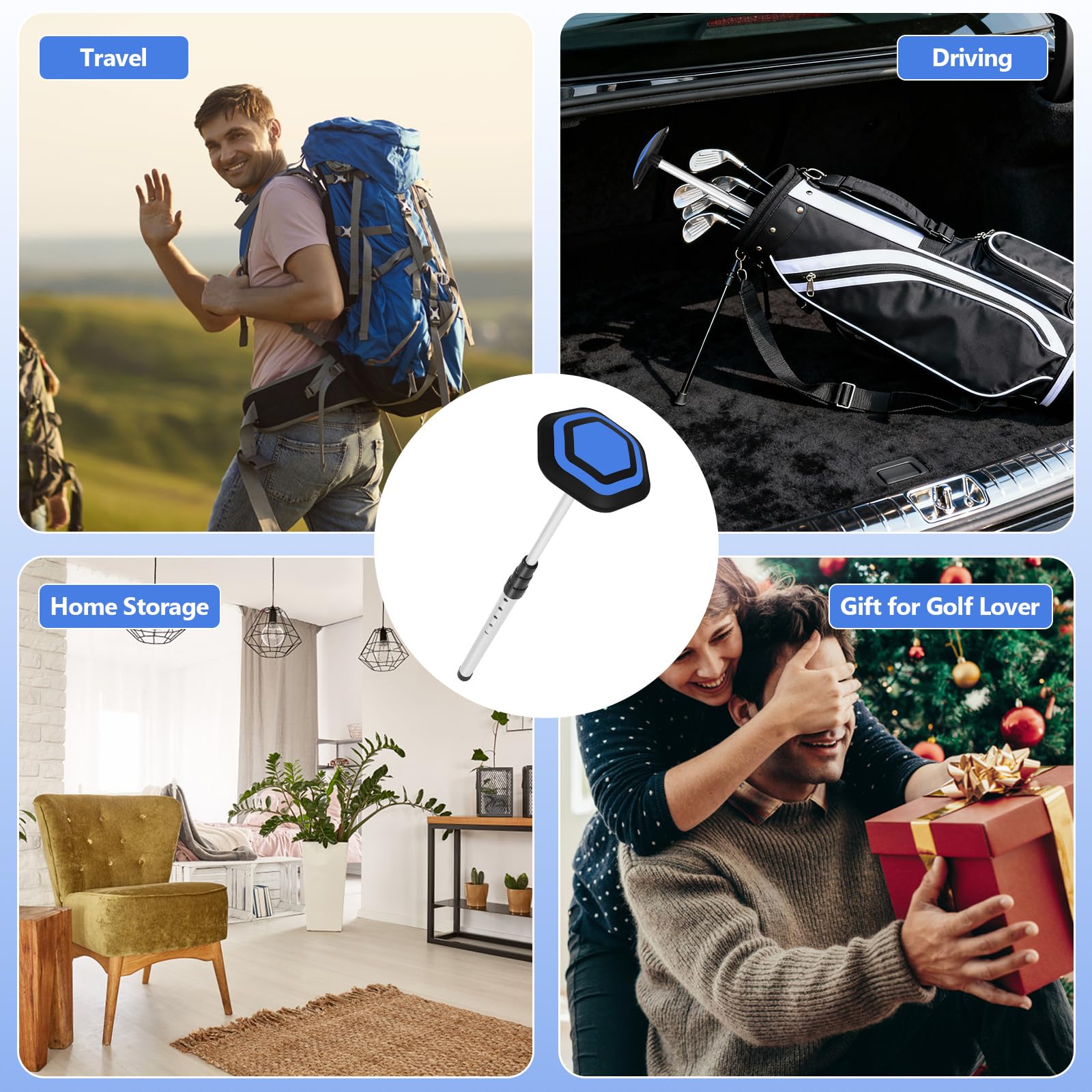 OFFKITSLY Golf Travel Bag Support Pole,Golf Clubs Protector Travel Bag Support Rod Anti-Impact Umbrella Cover Height Adjustable Golf Bag Accessories