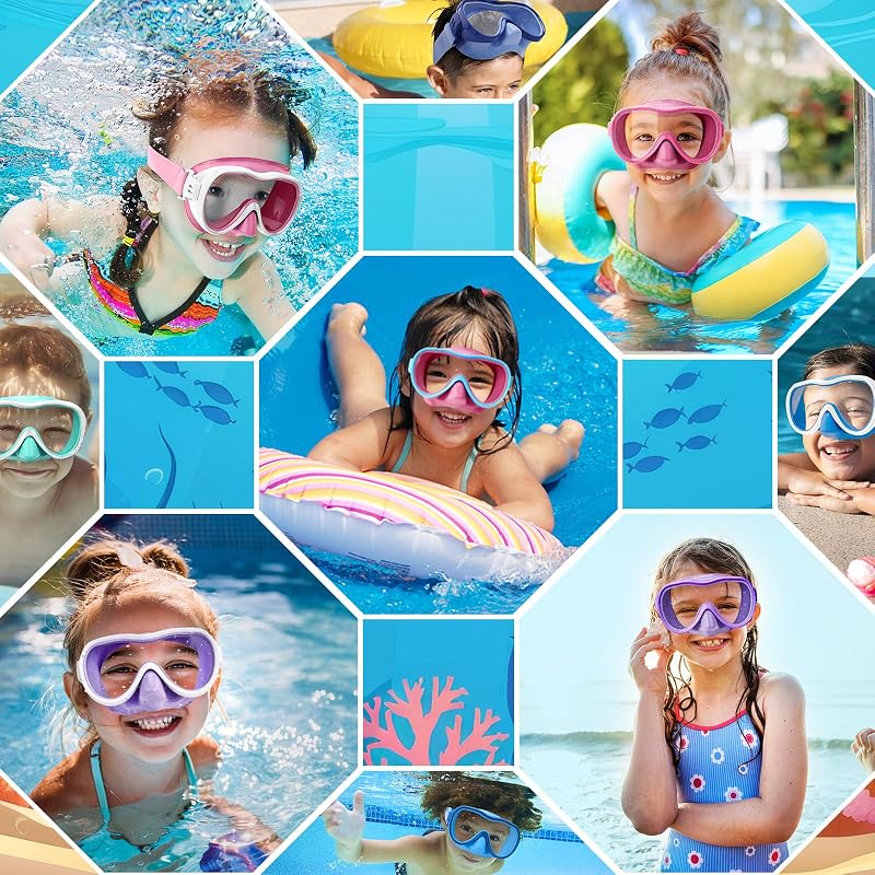 Kids Swim Goggles with Nose Cover, Anti-Fog Lenses, Adjustable Strap - All Pink (Variation of THIS listing)