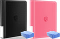 Skiennix Toploader Binder 2-Pack - Waterproof PU Leather, Anti-Yellowing Inserts | Black & Pink, Holds 648 Cards