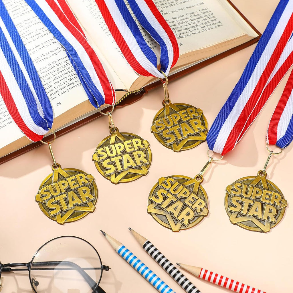 Quelay 30 Pcs Gold Award Medals - 2'' Winner Medals with Neck Ribbons for Team Competitions & Graduation