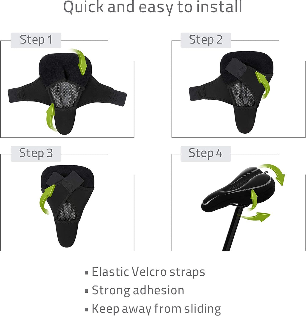 Skiennix Narrow Gel Bike Seat Cushion - Extra Soft Memory Foam & Gel Cover for All Bikes - Unisex