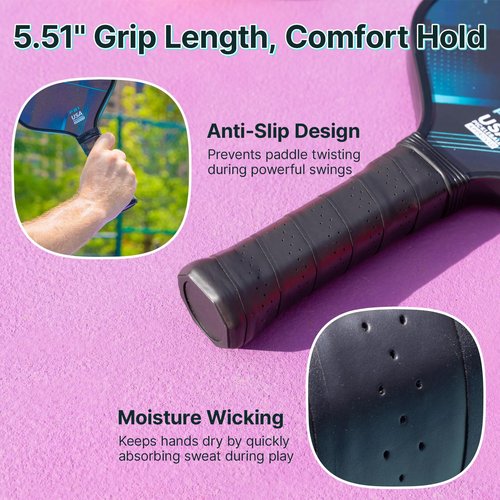 Golabs PB1 Pickleball Paddles Set of 2, Durable Fiberglass Surface& 16mm STR-Core Power Polymer Core, USAPA Approved, 8oz Lightweight & Comfort Anti-Slip Elongated Grip for Increased Power and Spin