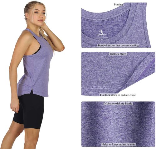 Icyzone Women's Racerback Workout Tank Tops - Pack of 3 Athletic Yoga & Gym Shirts