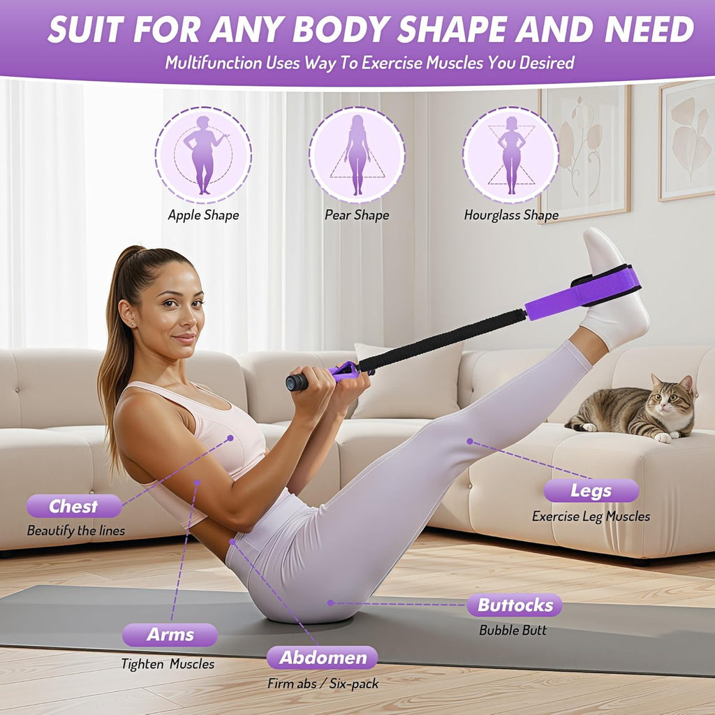 Pedal Resistance Band with Handle - Upgraded 55LBS Exercise Bands for Core, Abs, Legs & Arms