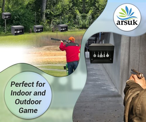 ARSUK Pellet Gun Target Trap with Resetting Center Shot – Metal Bullet Trap for BB Guns, Pellet Guns, and Airsoft – 7x6.2x6.2 Inch Pellet Target Trap for Indoor & Outdoor Shooting Practice
