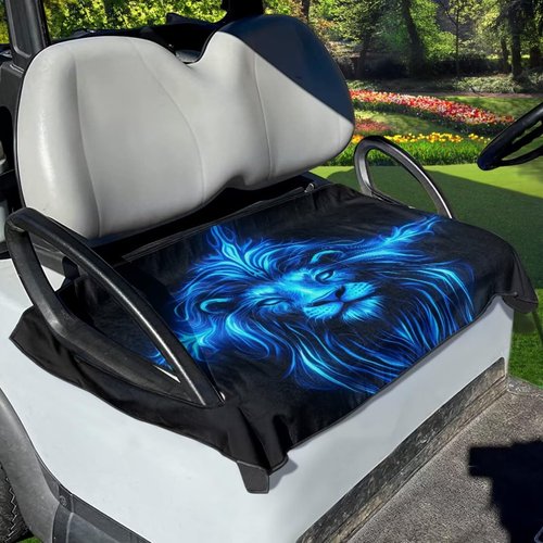 Yewattles Blue Lion Golf Cart Seat Cover Golf Cart Accessories Seat Towel Blanket Easy to Clean Install Machine Washable Suitable for All Seasons Christmas Decor