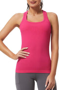 MathCat Women's Athletic Workout Tank - Seamless Racerback Yoga Top with Built-In Bra | Ribbed Design