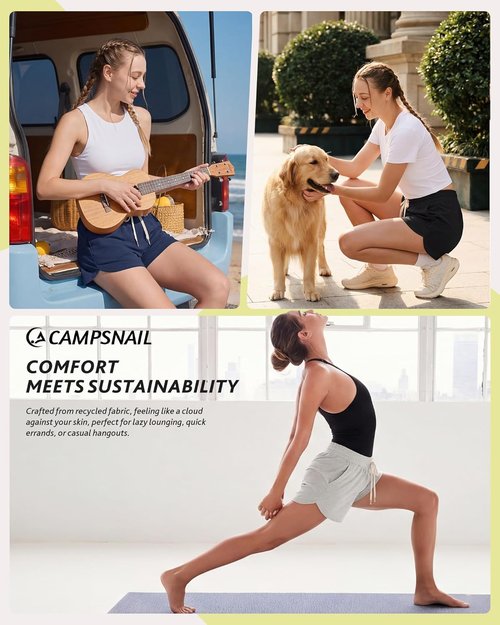 Campsnail Sweat Shorts for Women - Comfy High-Waisted Athletic Shorts for Running & Gym | Black