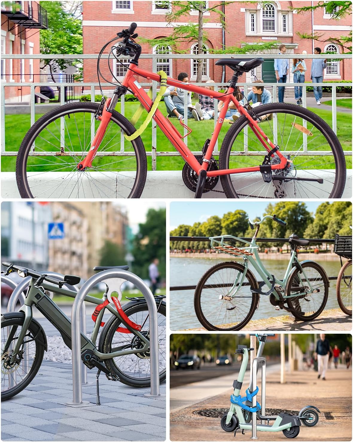 Sportneer Bike Lock - High Security 5-Digit Combination Chain Lock | Keyless Design, 3.2/3.6/4ft Length, 4/6mm Thick