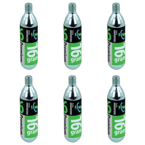 Genuine Innovations G2153, Bicycle CO2 Cartridges, Threaded, 16g, Pack of 6