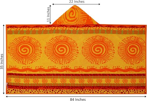 COTTON CRAFT Oversized Hooded Beach Towel - XXL 35x84 Soft Cotton Velour - Sunshine Orange Yellow