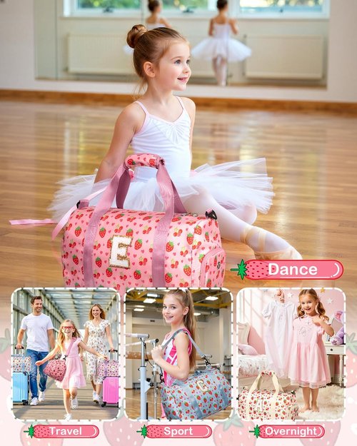 Elilier Dance Bag - Personalized Gym Bag for Girls | Shoe Compartment & Perfect Birthday Gift for Ages 3-12