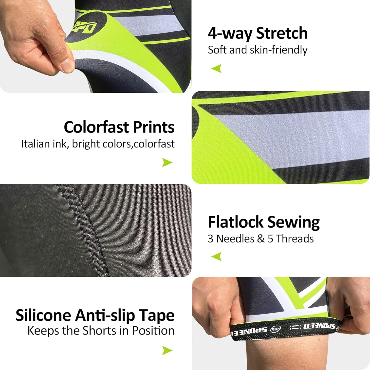 Sponeed Men's Cycling Shorts - Gel Padded Biking Pants for Comfortable Road Rides