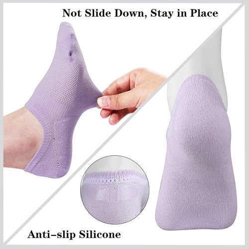 Heatuff No Show Socks - Women's Cotton Low Cut Non-Slip Casual Liner Socks | 6 Pairs
