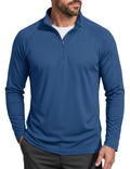 Magcomsen Men’s Long Sleeve Sun Shirt UPF 50+ 1/4 Zip - Blue Grey XL