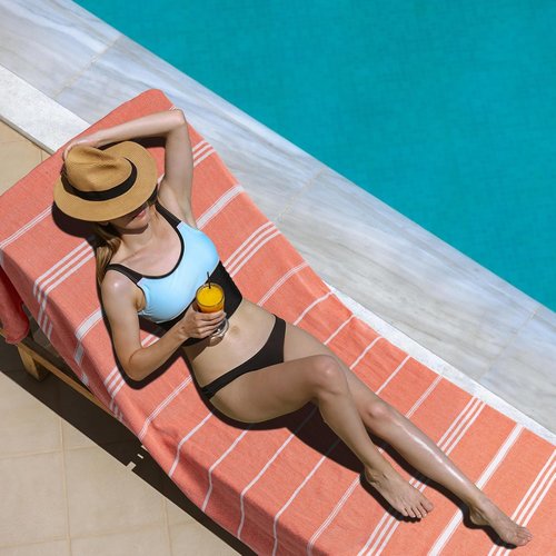 Aegero Turkish Beach Towel - Oversized 36"x71" Quick Dry, Sand-Free, Lightweight Coral Travel Essential