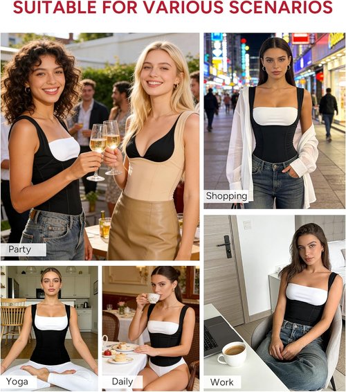 Nebility Womens Tummy Control Shapewear Tank Tops Underbust Body Shaper Compression Camisole Tops