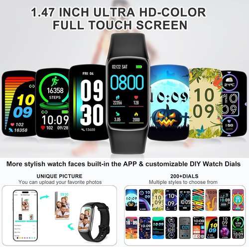 Fitness Tracker by [Brand Name] - 24/7 Heart Rate & Blood Oxygen Monitor | 1.47'' HD Screen, 123 Sports Modes