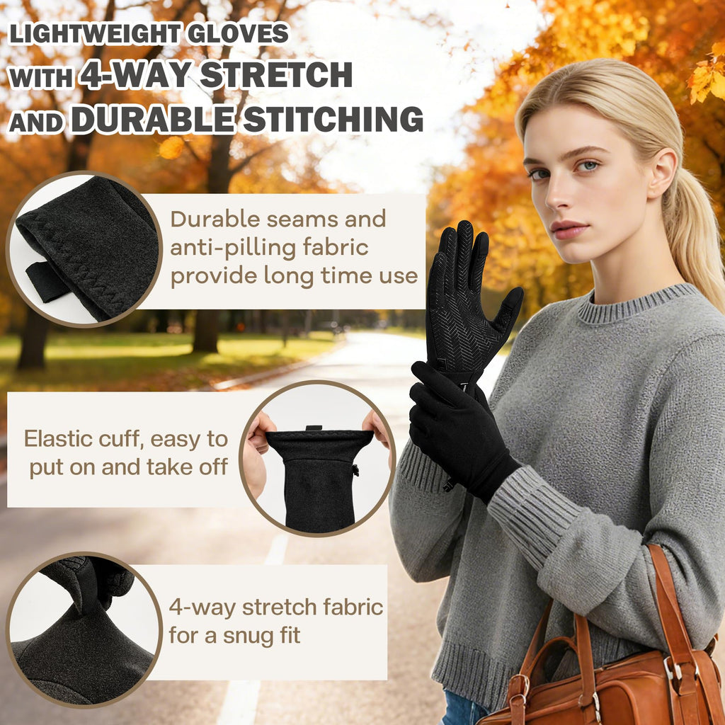 Sukeen Lightweight Running Gloves for Women Touchscreen Anti-Slip Liner Gloves Winter Warm Gloves for Cycling, Driving, Soccer