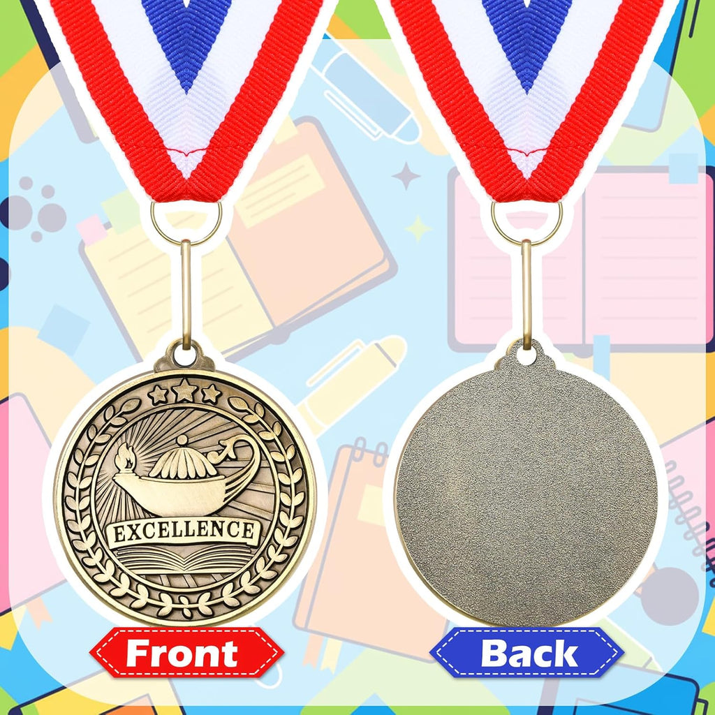 Quelay 20 Pcs Gold Award Medals - 2'' Winner Medals with Neck Ribbons for Competitions & Tournaments