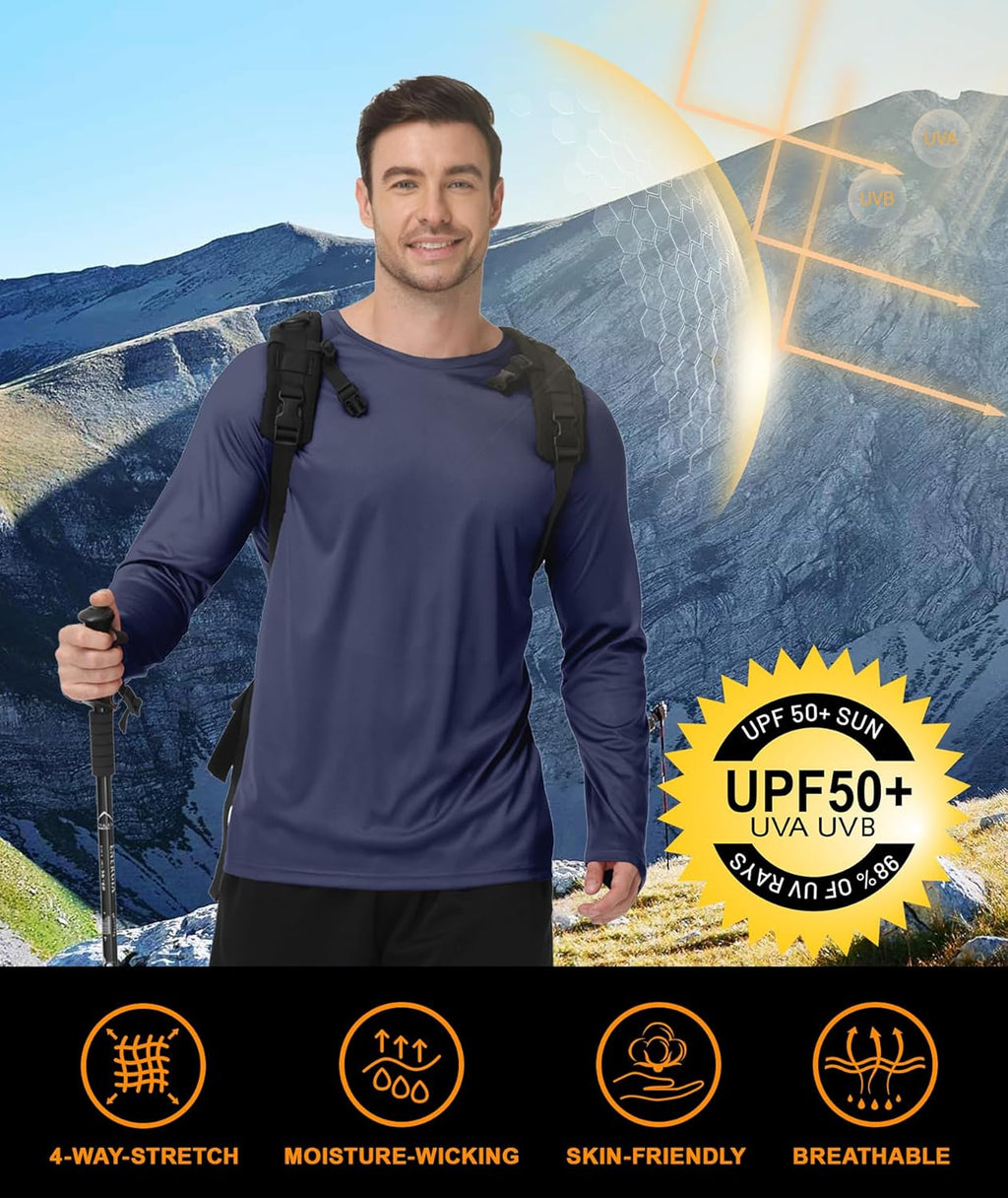 Skiennix Long Sleeve Shirts for Men - UPF 50+ UV Sun Protection | Moisture-Wicking Workout Gear