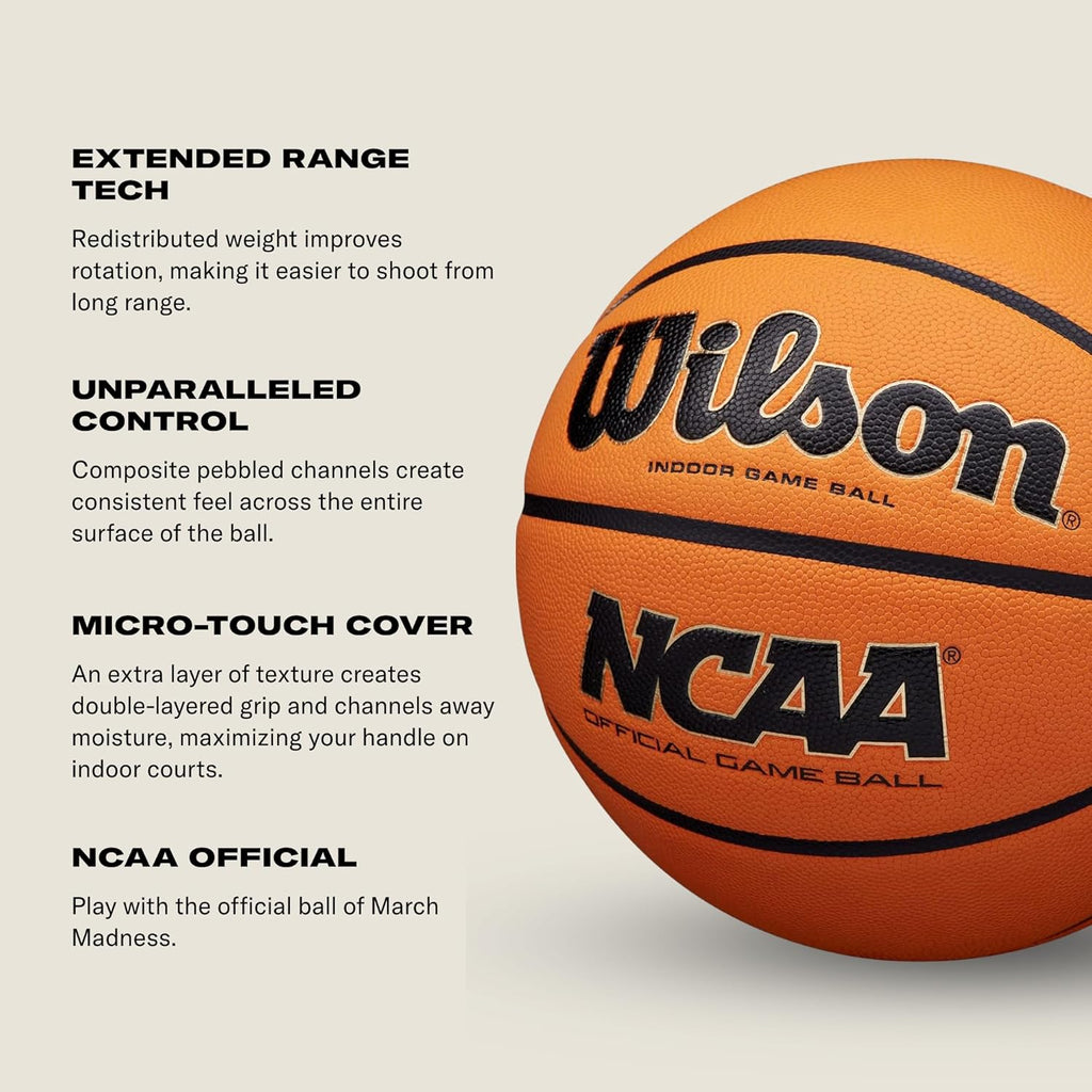 WILSON NCAA Evo NXT Official Indoor Game Basketball - Available in Sizes 6 & 7