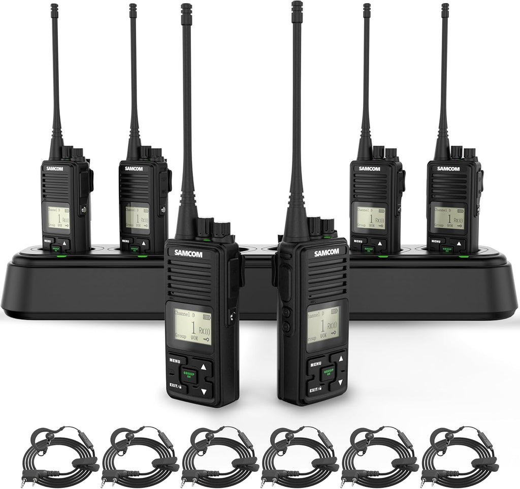 SAMCOM FPCN10A Two-Way Radios - High Power 3000mAh Walkie Talkies for Adults | 6 Pack for Commercial Use