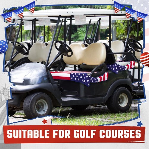 HunnmingRe 2 Pcs Microfiber Golf Cart Seat Cover American Flag Golf Blanket Portable Cushion Cover for Cart Independence Day Accessories(Flag Style)