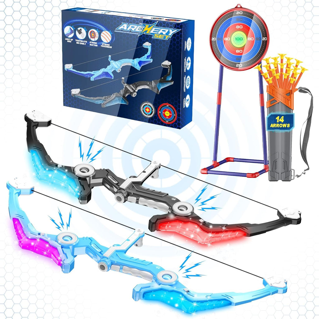 Skiennix Kids Bow and Arrow Set - Light-Up Archery Toys for Ages 3-12 | Indoor & Outdoor Fun