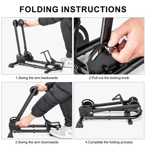 Indoor Bike Floor Stand - Bike Stand Rack for Garage/Home - Bike Storage Bicycle Parking Rack Fit 26”-29” Mountain Road Bikes