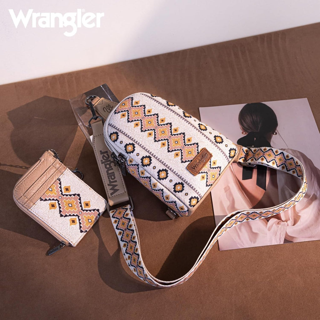 Wrangler Aztec Crossbody Sling Bags for Women - Stylish Wallet Set in Trendy Design