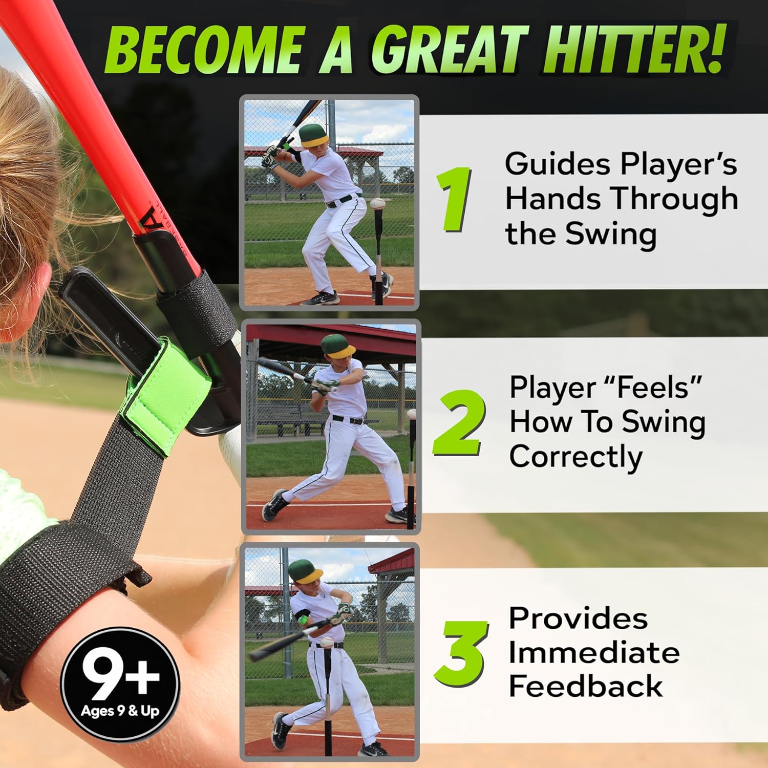 SWINGRAIL Baseball Hitting Trainer - Improve Bat Speed & Swing Mechanics | Ideal for Ages 9+