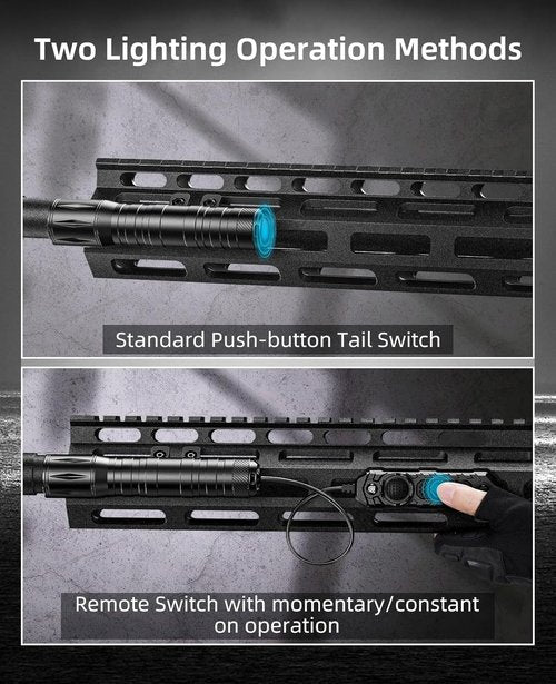 EZshoot 1800 Lumens Rifle Light with Pressure Switch, Ar Flashlight for Rifle Compatible with M-Rail, Rifle Flashlight with Strobe Mode for Home Defense, Hunting
