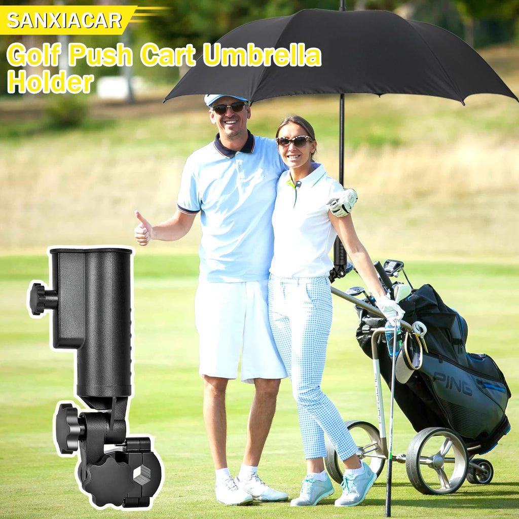SANXIACAR Heavy-Duty Golf Push Cart Umbrella Holder Aluminum Base 180° Adjustable for Stroller Bike Wheelchair Bicycle Mobility Scooter Beach Chair Universal Windproof Umbrella Mount