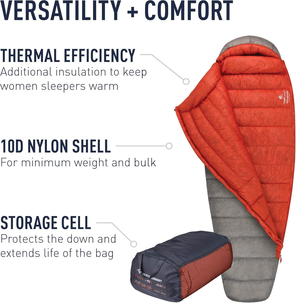 Sea to Summit Flame Ultralight Women's Down Sleeping Bag - Compact & Warm for Camping