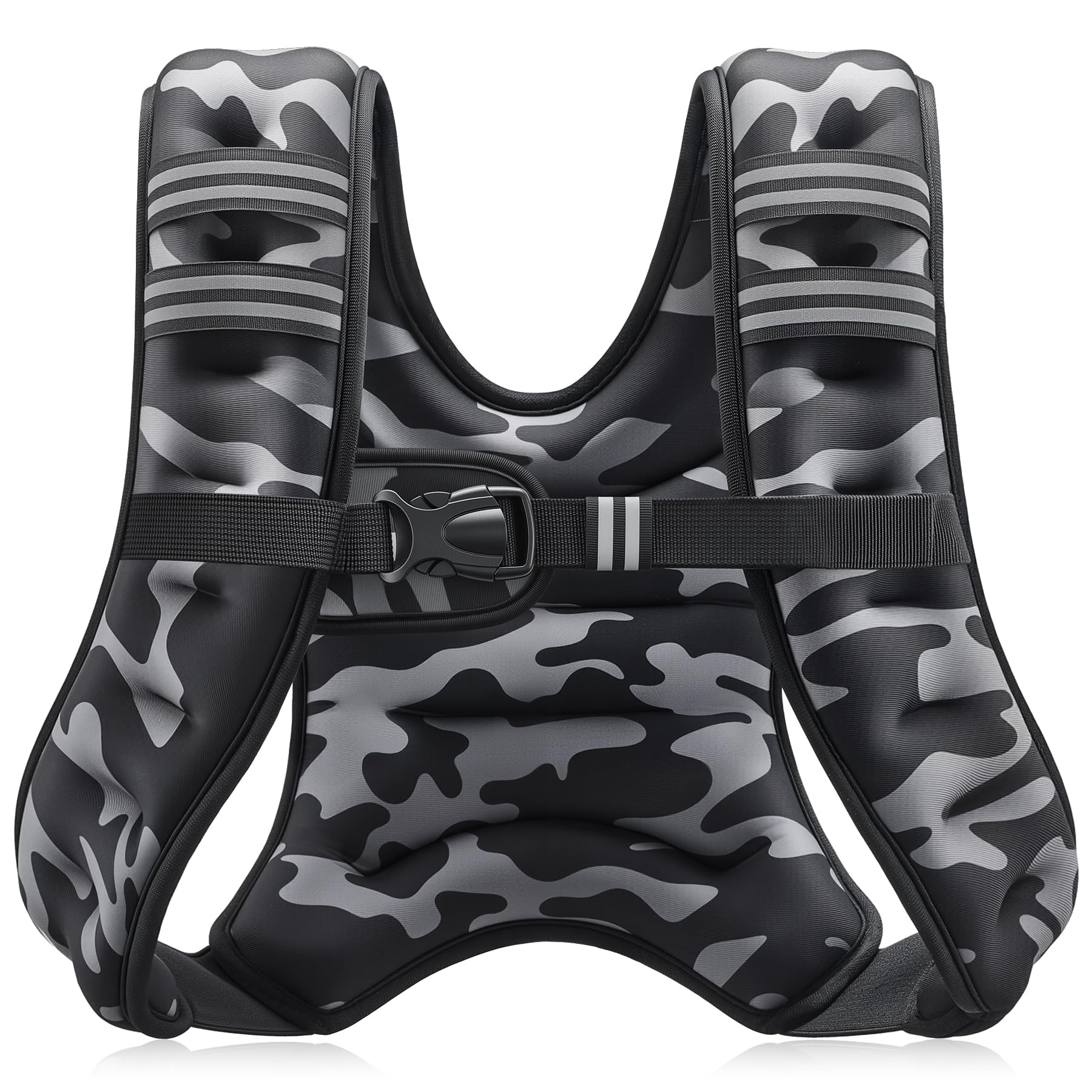 ZELUS Weighted Vest, 6lb/8lb/12lb/16lb/20lb/25lb/30lb Weight Vest for Men Women with Storage Pocket Reflective Strips for Workout Strength Training Running Muscle Building, Black Camo (12 lb)
