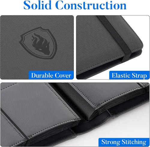 Fabmaker Premium 9 Pocket Card Binder - Sturdy Collection Album for 360 Game & Sports Cards | Grey
